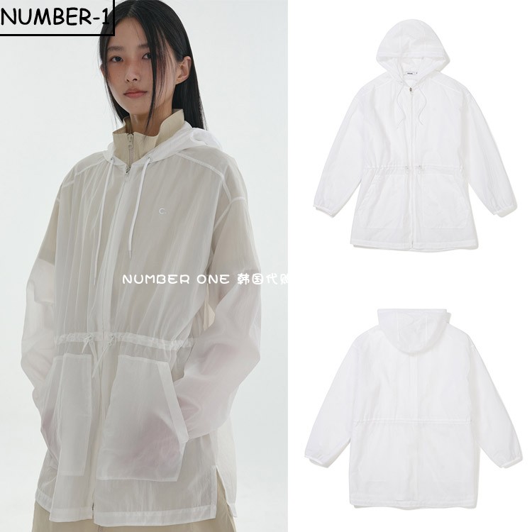 韩国代购CLOVE高尔夫球服24年女夏柔软轻质防风长款透明风衣外套