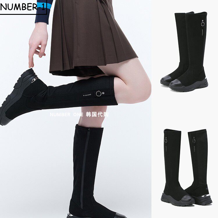 韩国代购LE COQ高尔夫球鞋25年女款秋冬时尚百搭防滑长筒靴