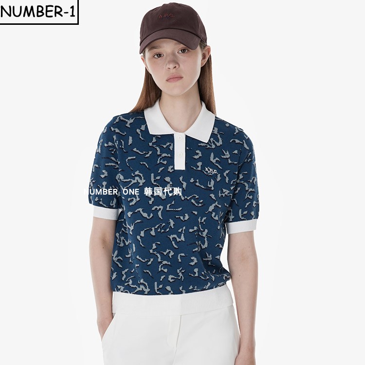 韩国代购APC高尔夫球服26年女款秋季时尚印花轻质运动翻领polo