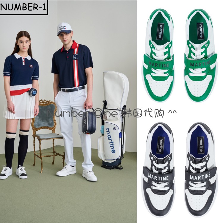 韩国代购martine高尔夫球鞋23年男春绑带魔术贴运动鞋golf平底鞋