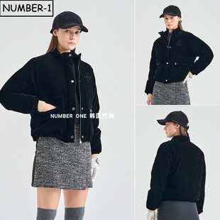 天鹅绒上衣 纯色徽标口袋小高领长袖 韩国代购 高尔夫球服25年女冬季