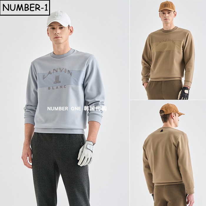 韩国代购高尔夫球服25年男冬徽标刺绣天鹅绒圆领长袖保暖运动上衣