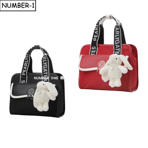 韩国代购pearly gates高尔夫球包26年女春微笑徽标兔子装饰手提包