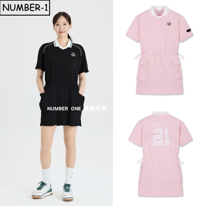 韩国代购golden bear高尔夫球服26年女夏徽标图案开领短袖连体衣