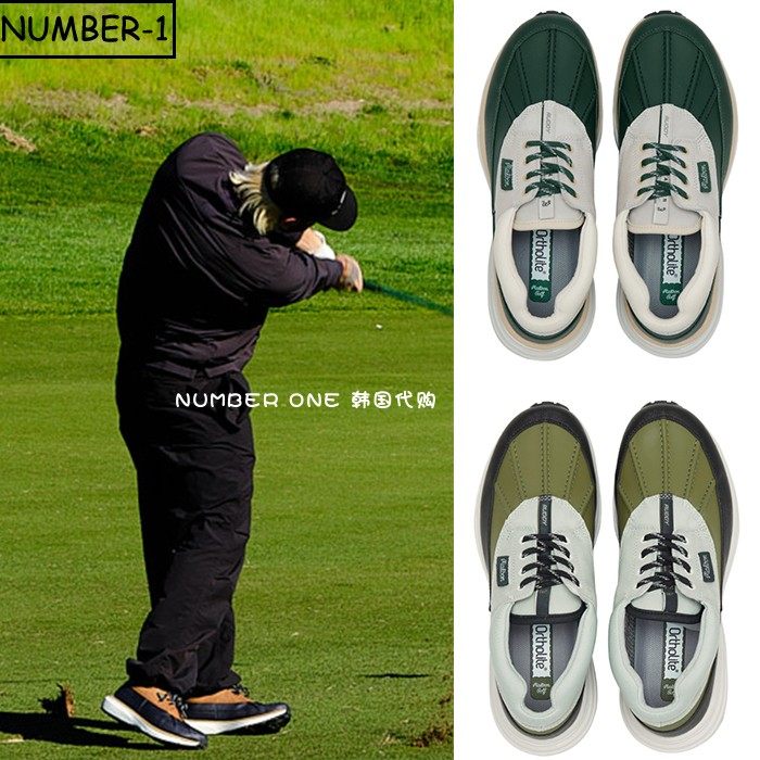 韩国代购malbon高尔夫球鞋24年男女夏拼色徽标标志系带运动鞋球鞋
