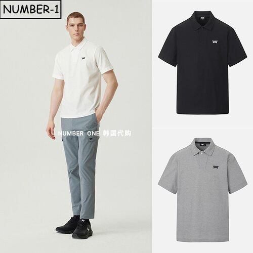 韩国代购pxg高尔夫球服26年男夏徽标半纽扣翻领清爽短袖T恤polo衫