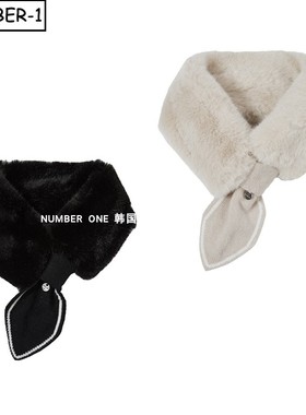 韩国代购w angle高尔夫配饰25年女冬季纯色毛绒保暖颈部针织围巾