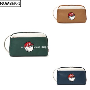 韩国代购malbon高尔夫球包25年男女春夏拼色徽标图案双拉链手拿包