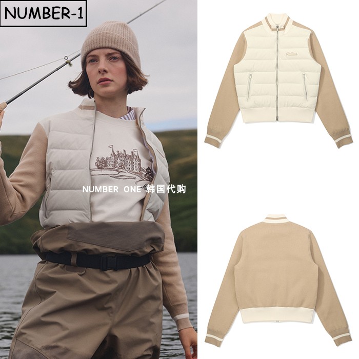 韩国代购malbon高尔夫球服25年女冬季徽标图案拉链口袋长袖羽绒服