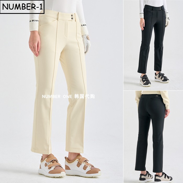 韩国代购高尔夫球服25年女冬纯色徽标侧口袋保暖修身裤休闲裤长裤