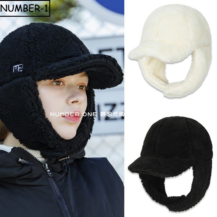 韩国代购macky高尔夫球帽23年女冬纯色徽标标志毛绒运动帽休闲帽