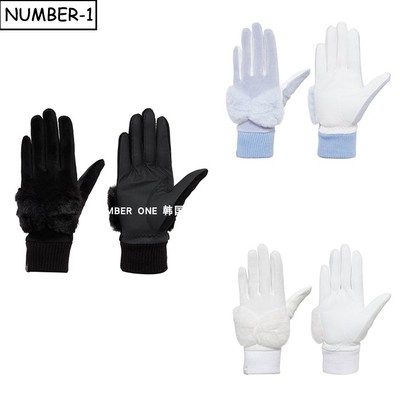 韩国代购w angle高尔夫手套25年女冬季纯色毛绒防寒保暖双手手套