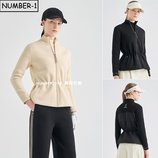 针织上衣 徽标嵌花拉链口袋羊毛长袖 韩国代购 高尔夫球服25年女冬季