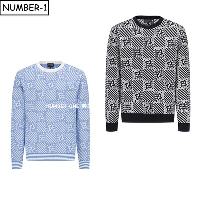 韩国代购pearly gates高尔夫球服26年男春徽标提花圆领长袖针织衫