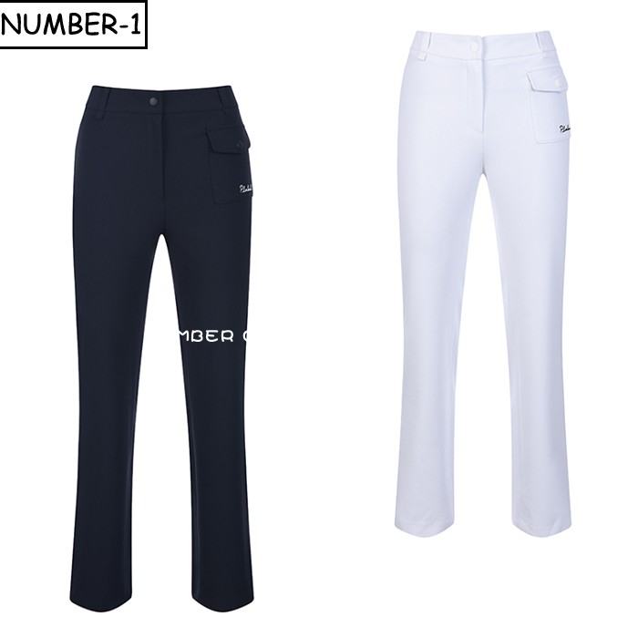 韩国代购plabel高尔夫球服23年女秋纯色徽标标志外口袋开衩直筒裤