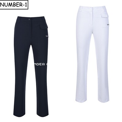 韩国代购plabel高尔夫球服23年女秋纯色徽标标志外口袋开衩直筒裤