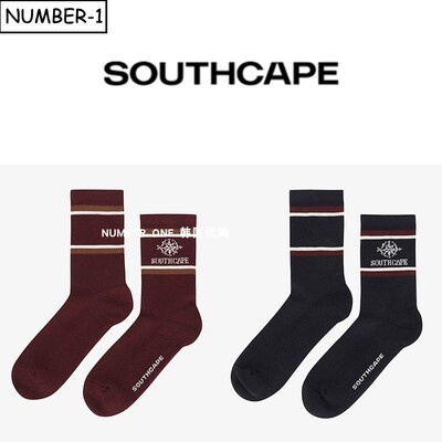 韩国代购southcape高尔夫球袜26年女秋拼色徽标条纹运动袜中筒袜