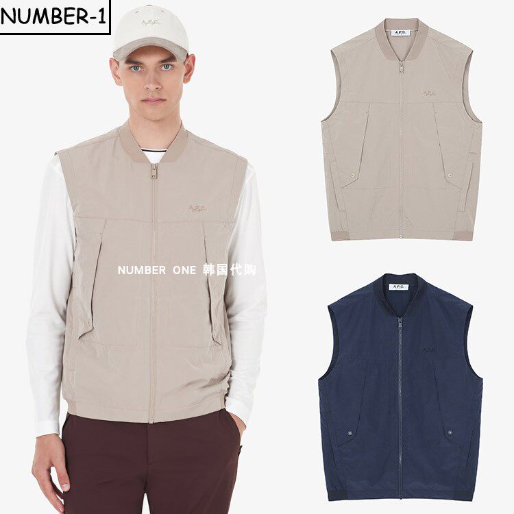 韩国代购APC高尔夫球服25年男款秋冬纯色休闲防风叠穿马甲外套