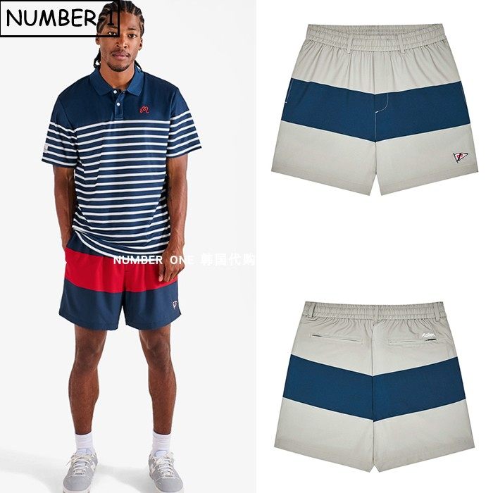韩国代购malbon高尔夫球服26年男春拼色徽标符号侧口袋休闲裤短裤