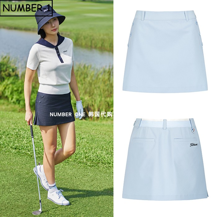 韩国代购titleist高尔夫球服26年女夏季纯色徽标侧拉链半身裙短裙