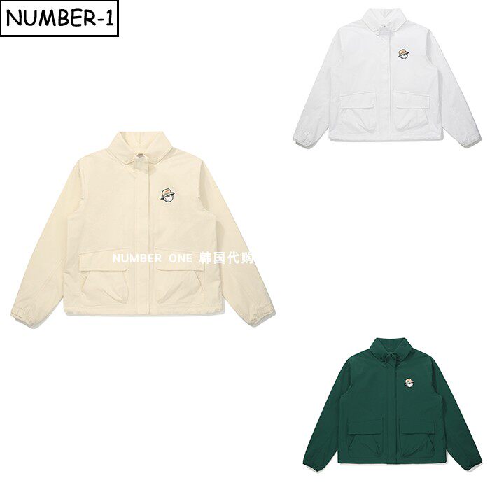 韩国代购malbon高尔夫球服26年女春纯色徽标图案口袋长袖夹克上衣