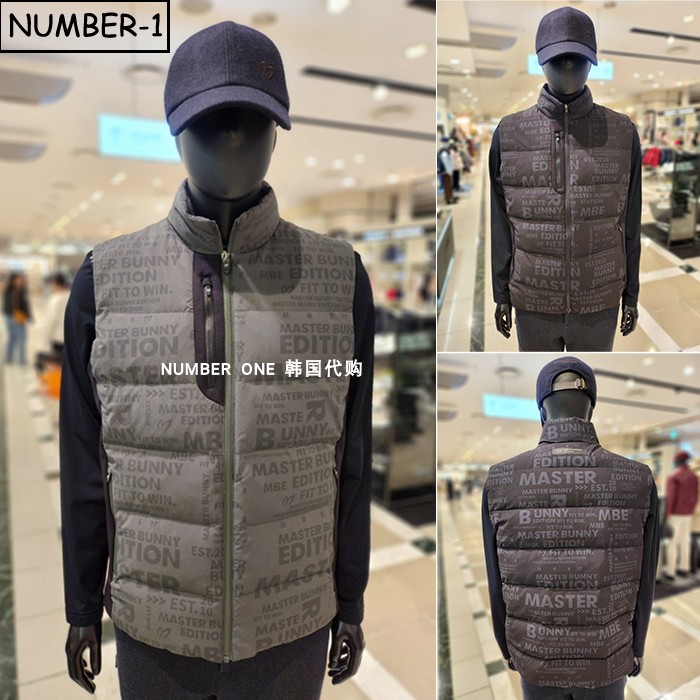 韩国代购master bunny高尔夫球服25年男冬拉链口袋小高领鹅绒马甲