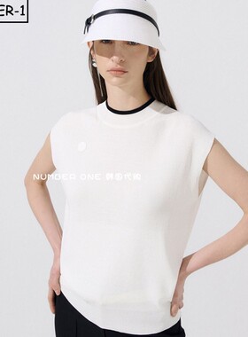 韩国代购ANELL高尔夫球服25年女夏简约纯色透气舒适休闲无袖上衣