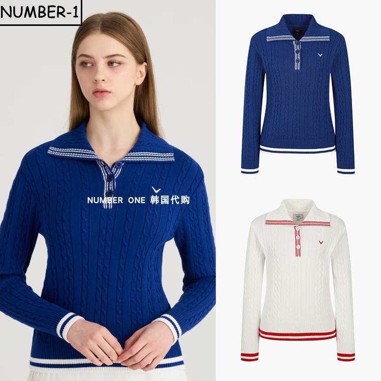 韩国代购CALLAWAY高尔夫球服25年女款冬季时尚加厚亲肤长袖上衣