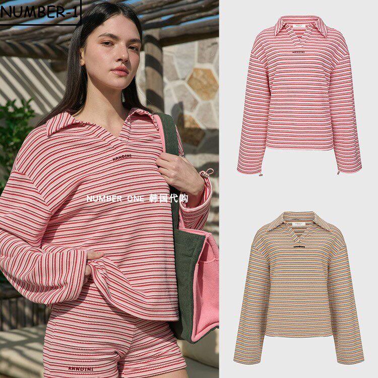 韩国代购kandini高尔夫球服26年女款春季时尚条纹透气运动套装