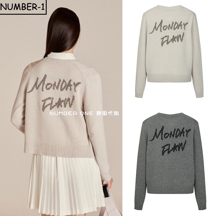 折扣韩国代购MONDAY FLOW高尔夫球服女秋冬柔软舒适字母休闲外套