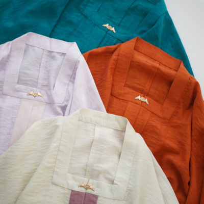 带口袋明制日常汉服方领半袖短衫