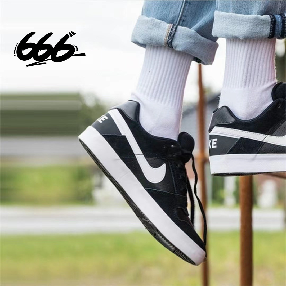 耐克NIKE SB男女休闲滑板鞋低帮纯白色系带板鞋942237-112