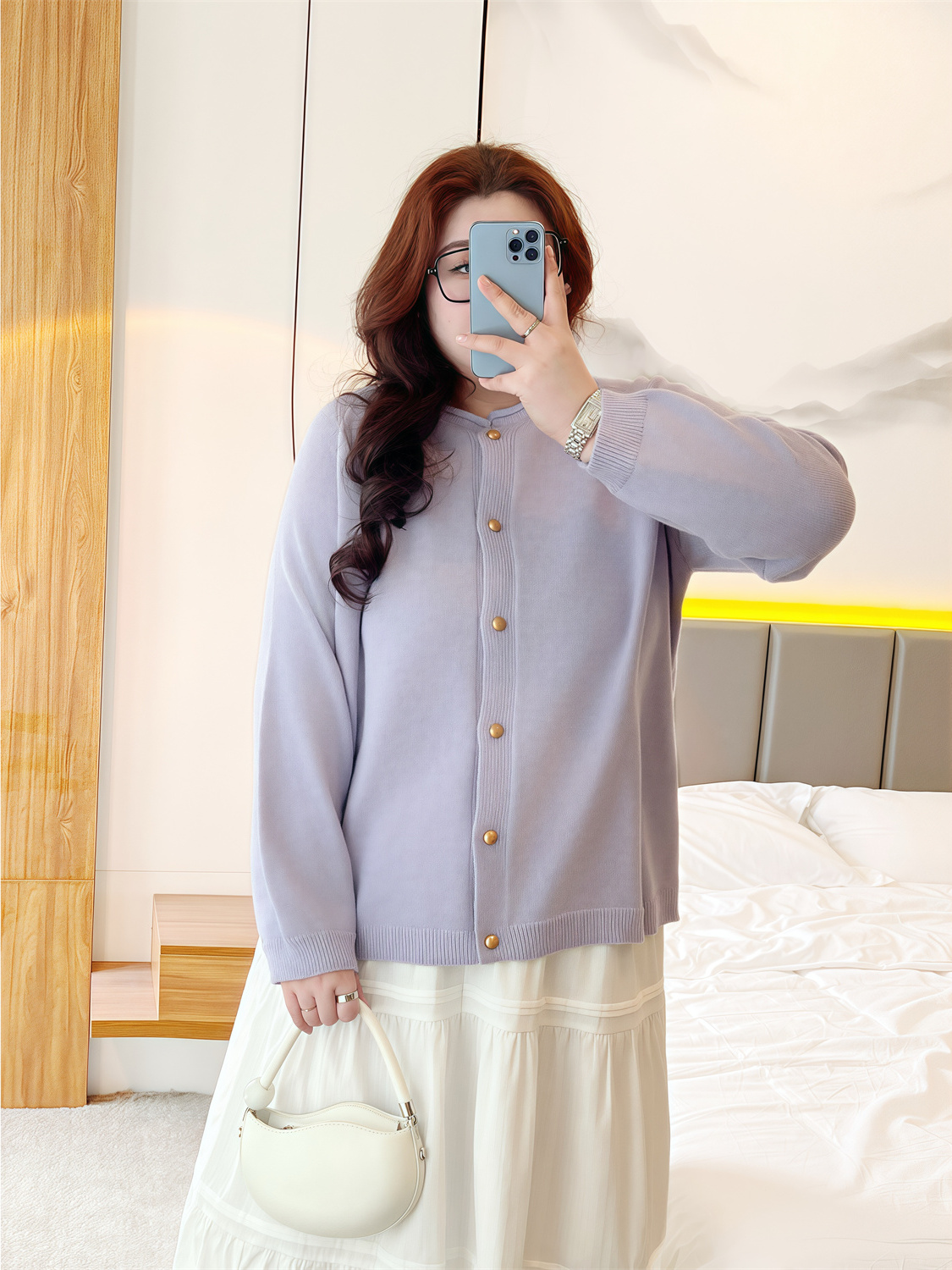 110kg Plus Size Women's Early Spring Knitted Cardigan Sweater New Versatile Jacket Knitwear for Plus Size Women