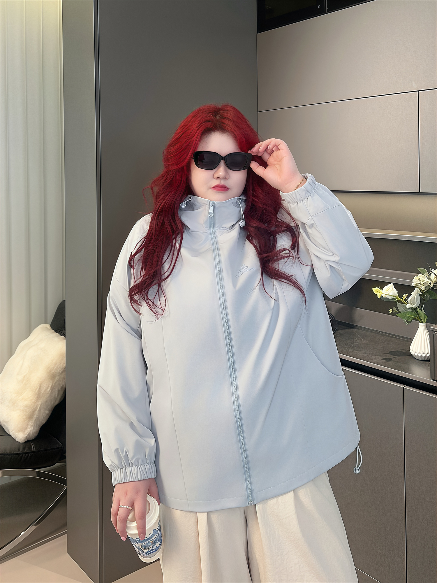  Plus-Size Women's Clothing 13865 Fat mm Early Autumn Loose Windbreaker Jacket Casual Thin Age-Reducing Jacket