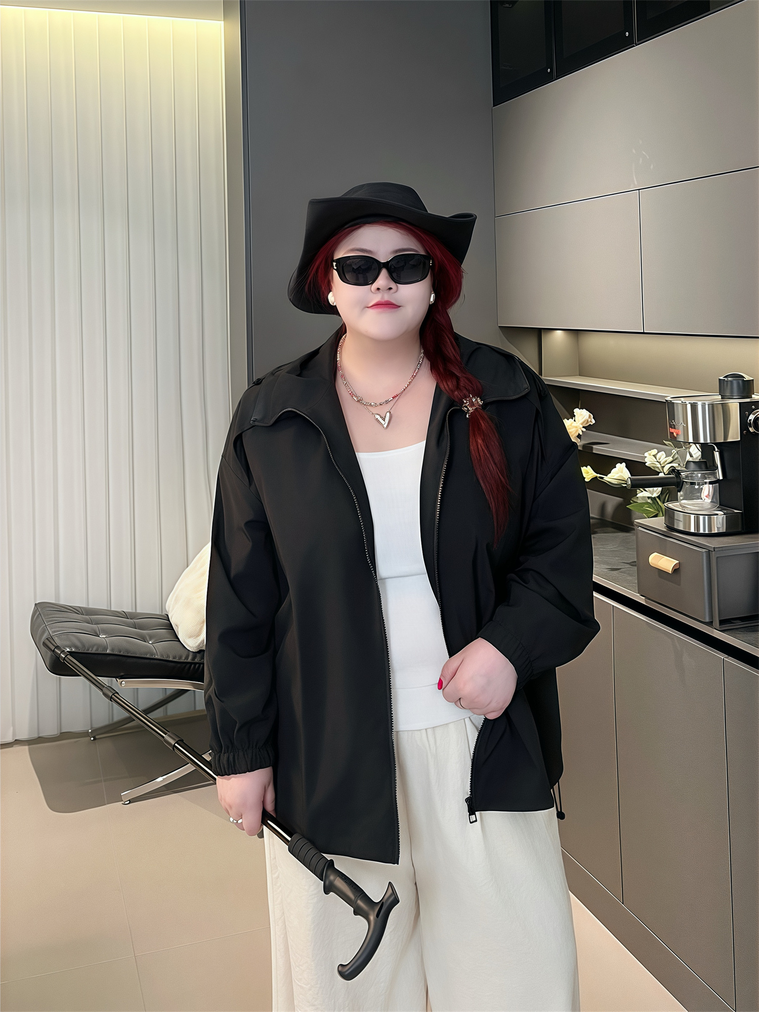  Plus-Size Women's Clothing 13865 Fat mm Early Autumn Loose Windbreaker Jacket Casual Thin Age-Reducing Jacket