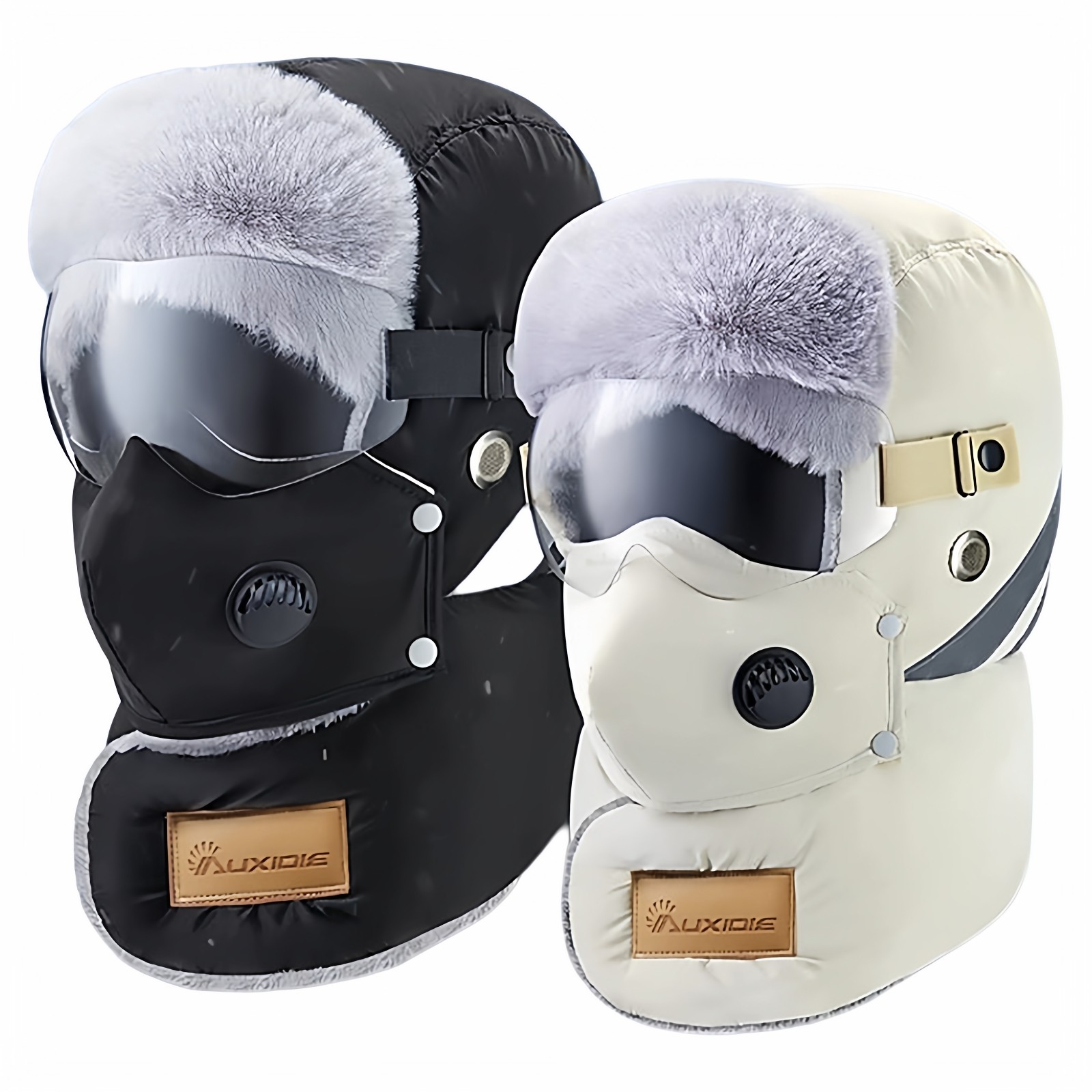 骑电瓶电动摩托车帽子男女冬季保暖带口罩围脖眼镜冒了只露漏眼睛