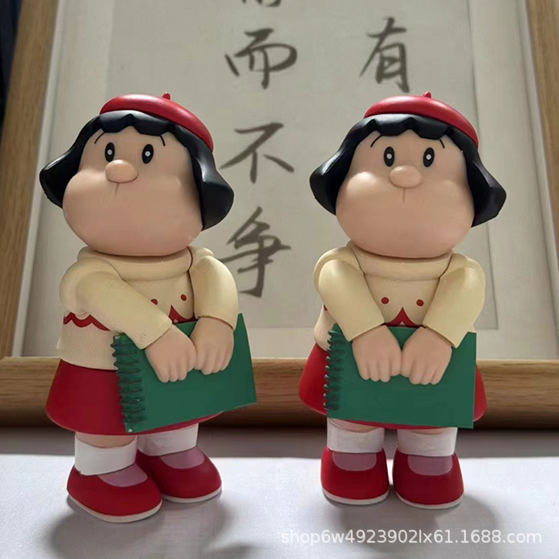 哆啦A梦胖妹技兰初登场呆萌胖虎手办可转头卡通玩具桌面摆件公仔