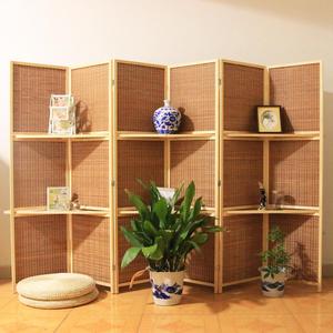 客厅卧室餐馆现代中式全实木屏风玄关隔断竹编经济可移动折屏酒店