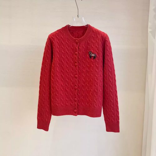 2025新款韩系红毛衣外套女装跨年