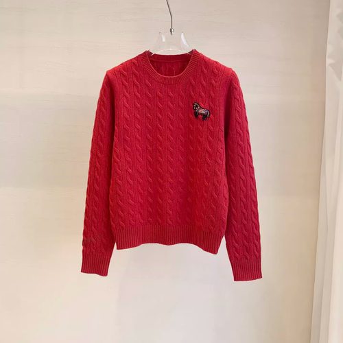 跨年红色针织衫女富家千金感毛衣