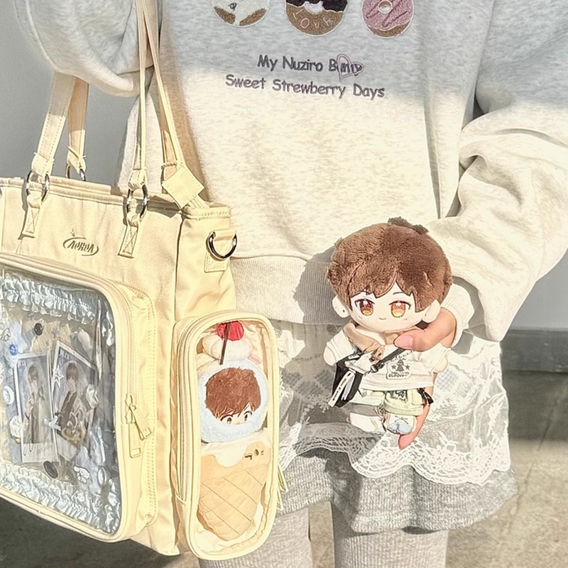 AORDA 单肩斜挎痛包双肩大容量二次元吧唧透明社畜三用20cm娃包女