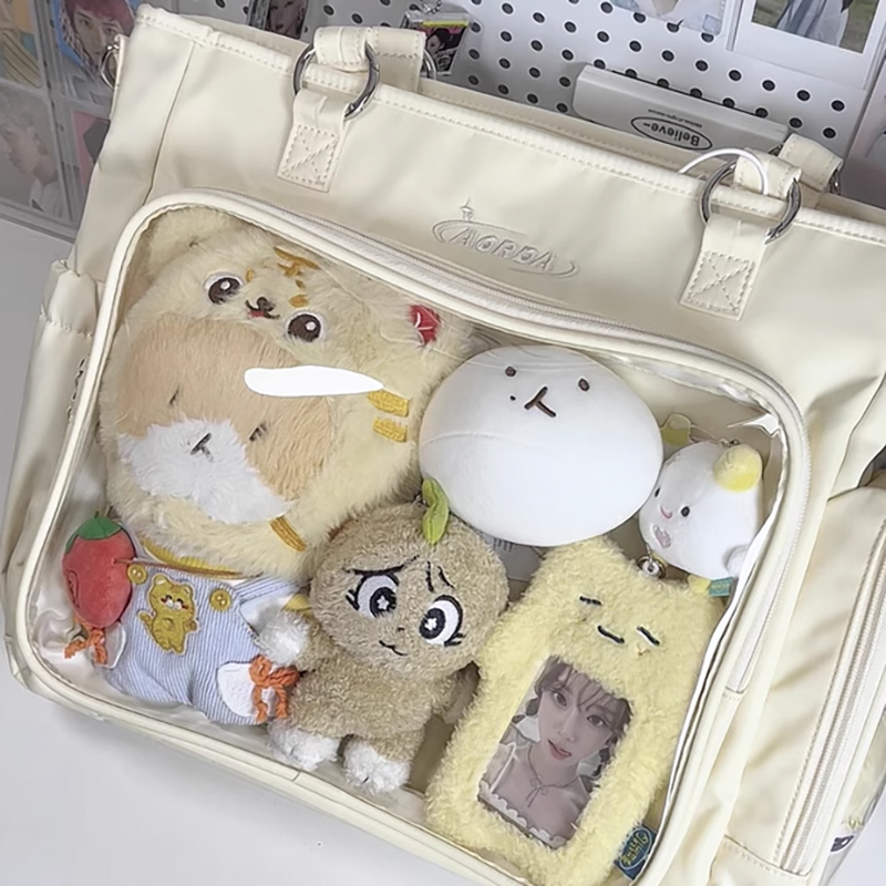 AORDA 三用双肩痛包托特包女二次元单肩斜挎吧唧包追星20cm娃包包