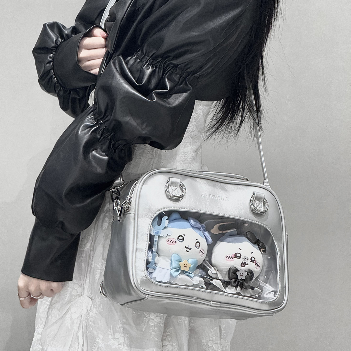 AORDA 原创二次元社畜痛包小食量双肩背包单肩斜挎吧唧娃娃展示包