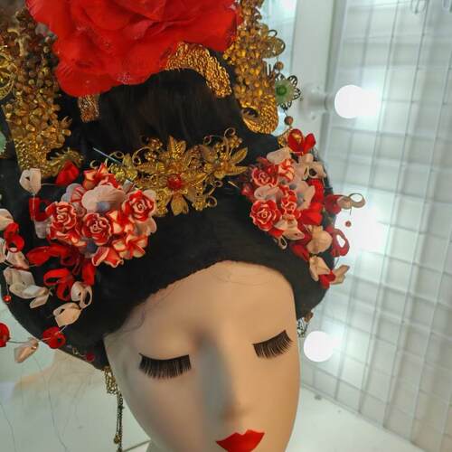 定制手工古风汉服造型古装直接佩戴全头套整顶花朝节套装饰品