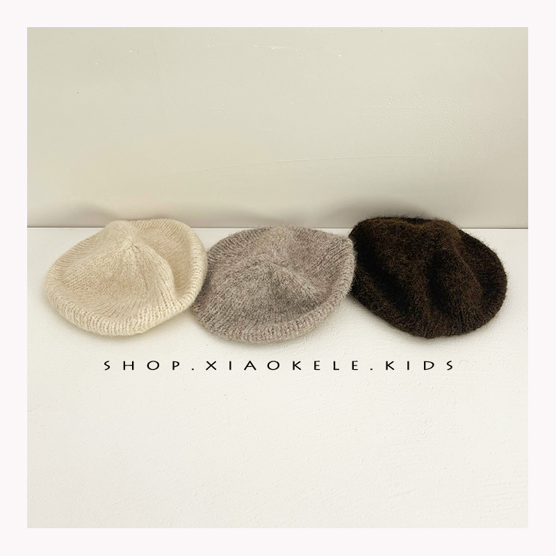 韩国儿童贝雷帽秋冬针织毛线帽潮