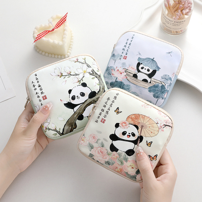 卫生巾收纳包学生古风熊猫姨妈巾防水大容量随身便携式手提月事包
