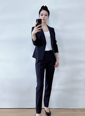 绍兴美代 Theory深蓝色羊毛西装套装lanai 西装现0/2 裤现0