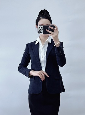 绍兴美代 Theory 深蓝色一粒扣羊毛小西装 G096101R 现00