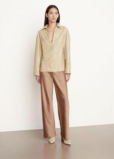 绍兴美代 VINCE 22 深V衬衫领弹力皮衣V886112738 $995