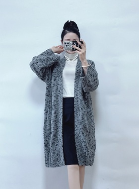 绍兴美代 Vince 厚实慵懒风灰色腰带浴袍款大衣V469477701 现XS/S